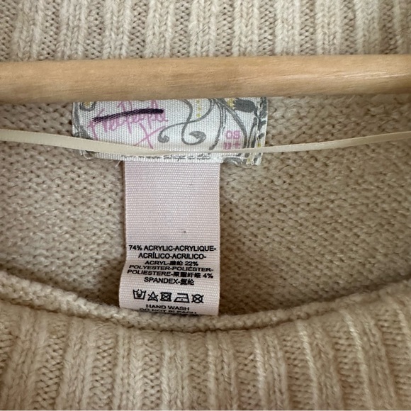 Free People Harbour Stripe Cable Poncho Cream Light Blue Stripe One Size - Picture 7 of 7